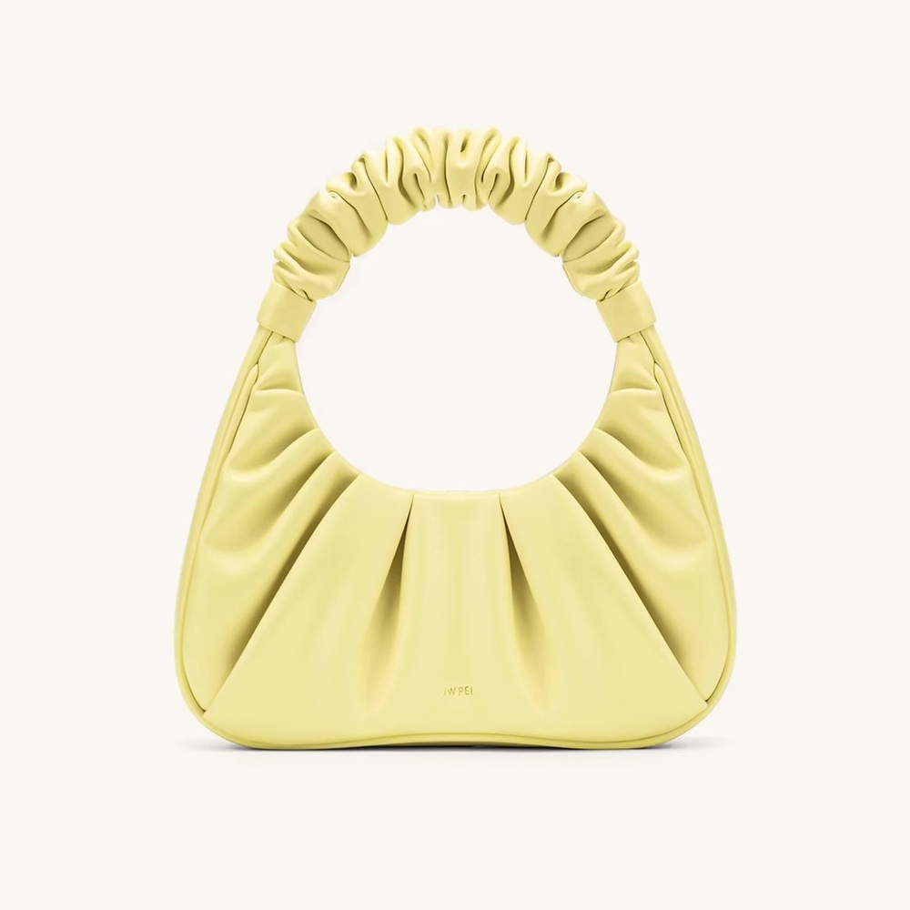 GABBI RUCHED HOBO HANDBAG - LIGHT YELLOW